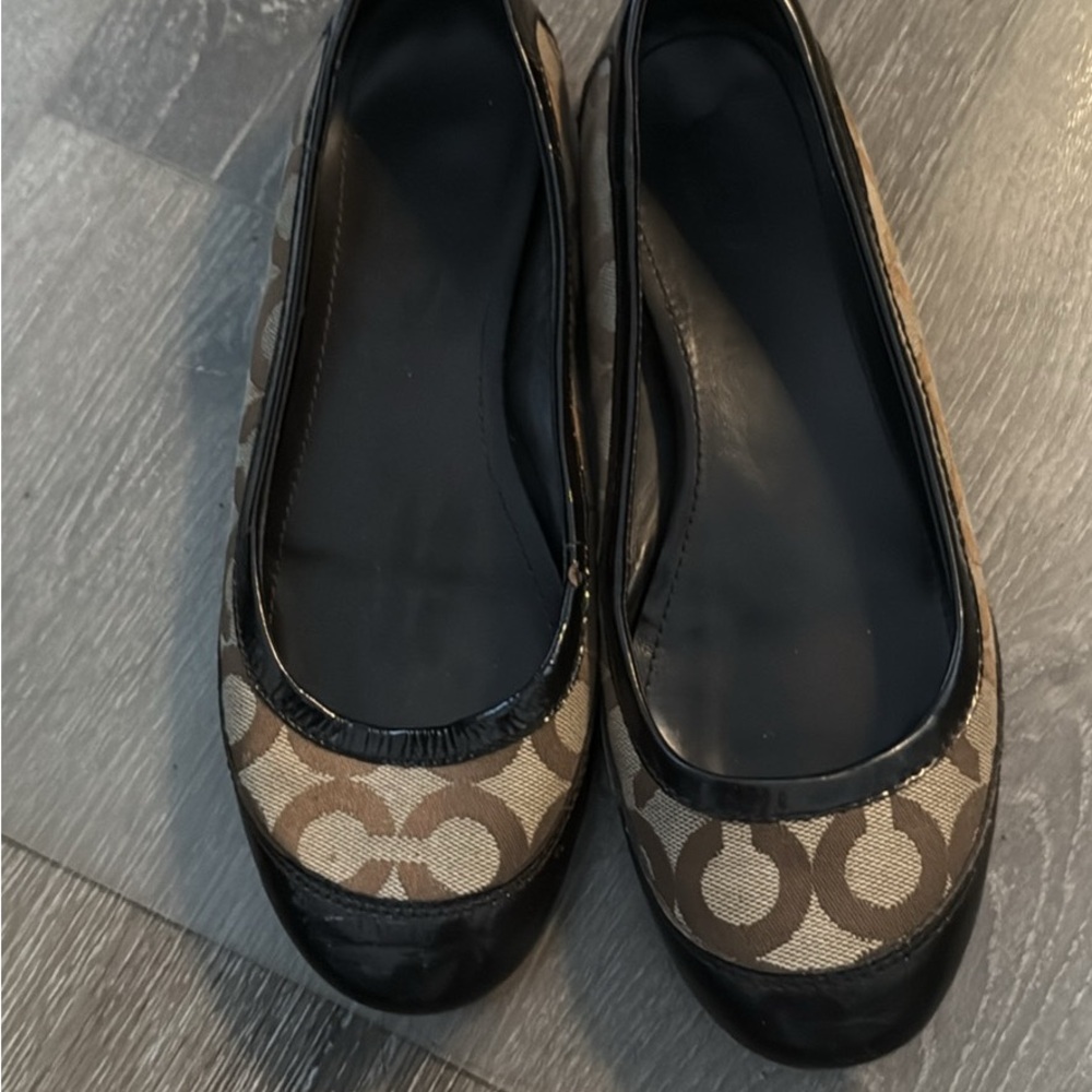 Coach Women's Tan and Brown monogram Flats